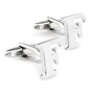 Silver Initial Cufflinks Letter F of the Alphabet Pair