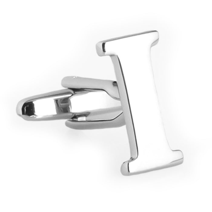 Silver Initial Cufflinks Letter I of the Alphabet Front