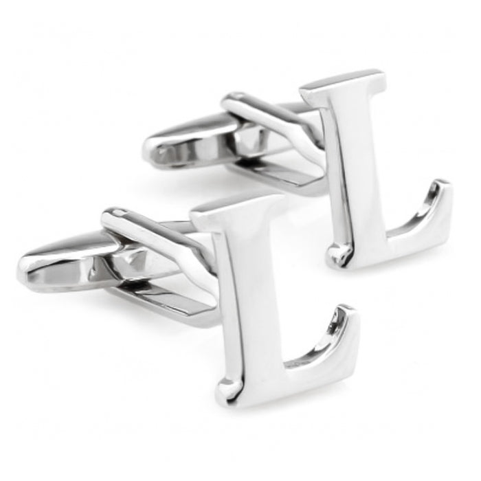 Silver Initial Cufflinks Letter L of the Alphabet Pair