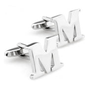Silver Initial Cufflinks Letter M of the Alphabet Pair
