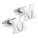 Silver Initial Cufflinks Letter M of the Alphabet Pair