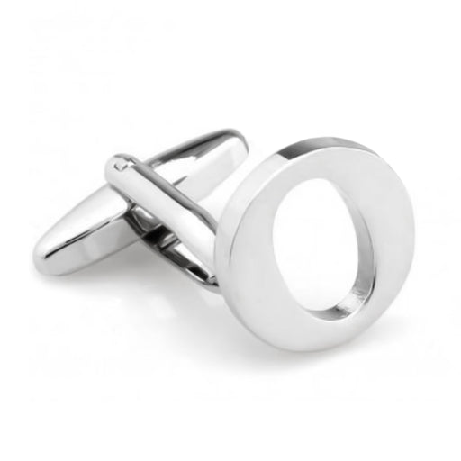 Silver Initial Cufflinks Letter O of the Alphabet Front