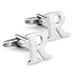 Silver Initial Cufflinks Letter R of the Alphabet Pair