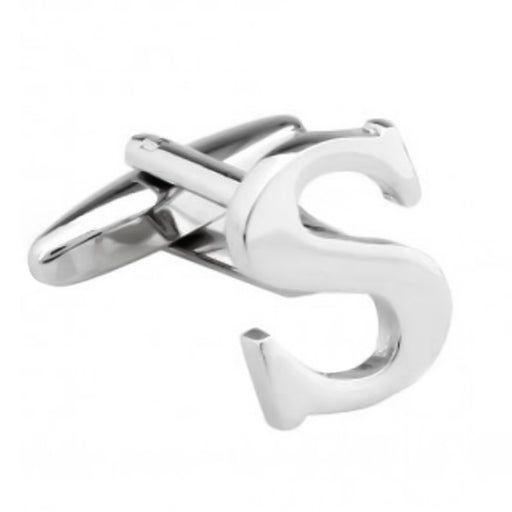 Silver Initial Cufflinks Letter S of the Alphabet Front