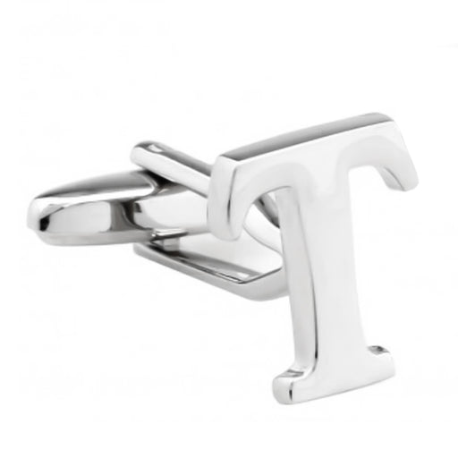 Silver Initial Cufflinks Letter T of the Alphabet Front
