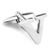 Silver Initial Cufflinks Letter V of the Alphabet Front