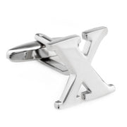 Silver Initial Cufflinks Letter X of the Alphabet Front