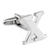 Silver Initial Cufflinks Letter X of the Alphabet Front