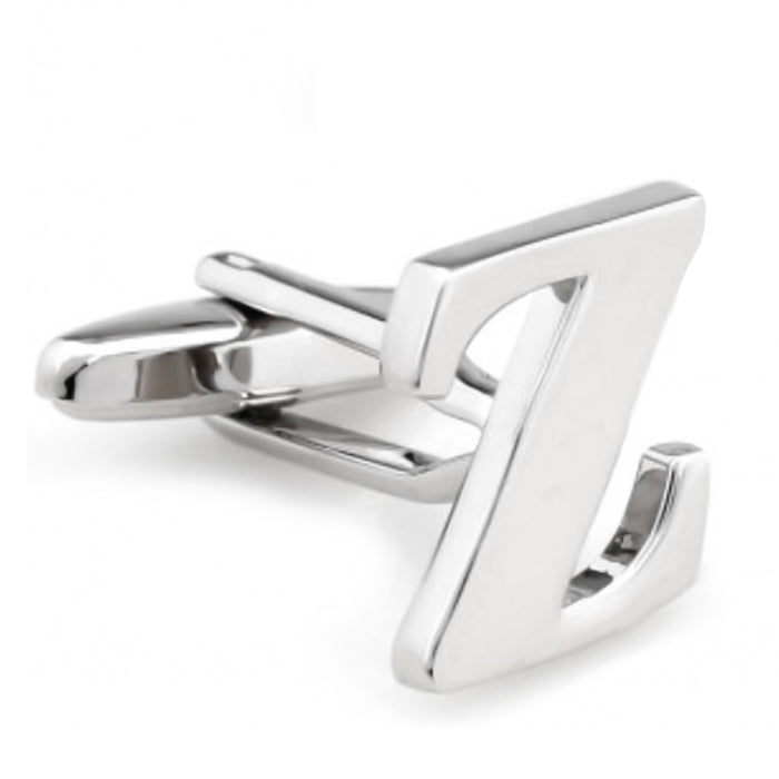 Silver Initial Cufflinks Letter Z of the Alphabet Front