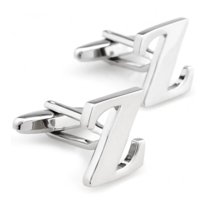 Silver Initial Cufflinks Letter Z of the Alphabet Pair