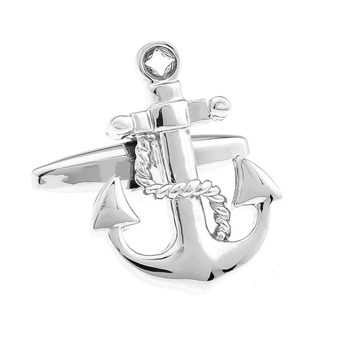 Ship Anchor Cufflinks Silver Image Front