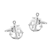 Ship Anchor Cufflinks Silver Image Pair
