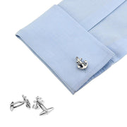 Ship Anchor Cufflinks Silver Image On Shirt Sleeve