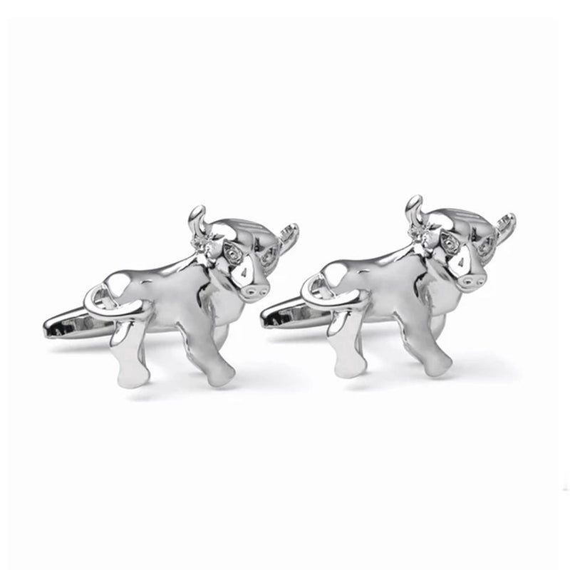 Bull Cufflinks Animal Image Front Pair