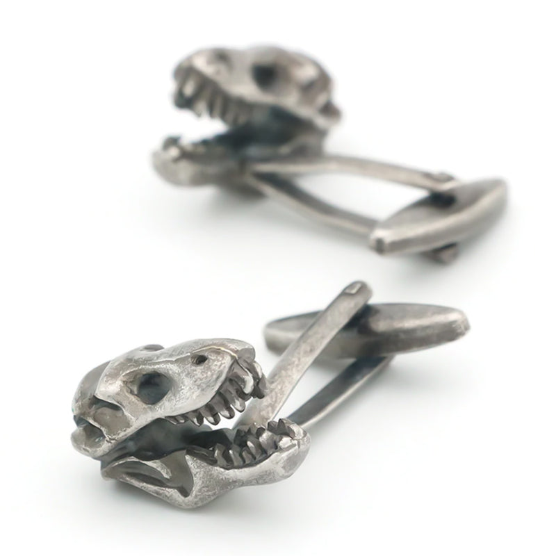Dinosaur T-Rex Cufflinks Antique Silver Pair