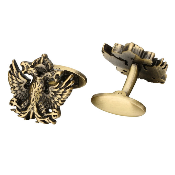 Double Headed Eagle Crest Cufflinks Bronze Front and Back Image