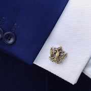 Double Headed Eagle Crest Cufflinks Bronze On Shirt Sleeve