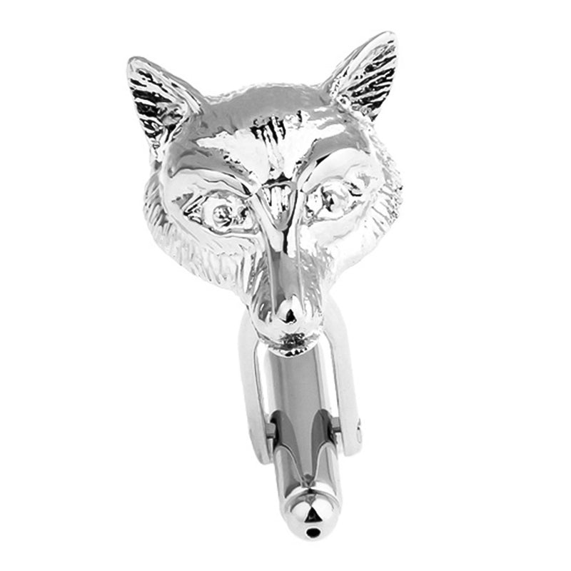 Fox Cufflinks Silver Animal Front