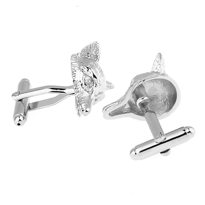 Fox Cufflinks Silver Animal Front and back