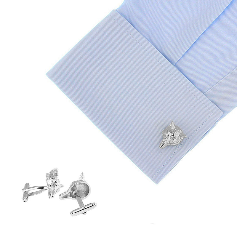 Fox Cufflinks Silver Animal On Shirt Sleeve