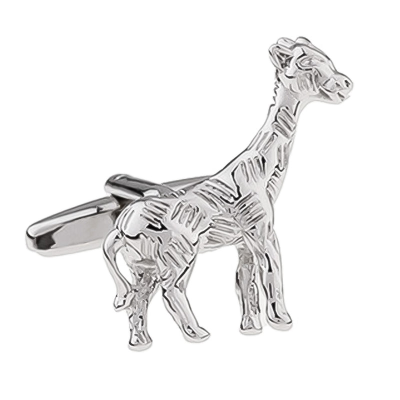 Giraffe Cufflinks South African Wildlife Animal Silver Image Front