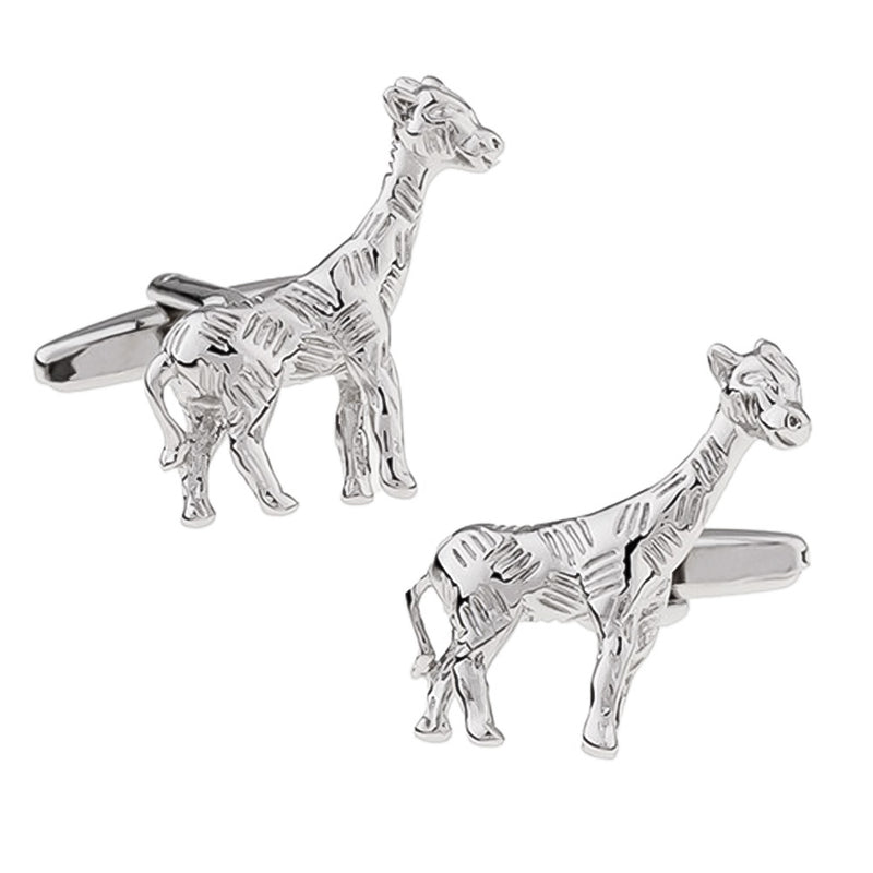 Giraffe Cufflinks South African Wildlife Animal Silver Image Pair 