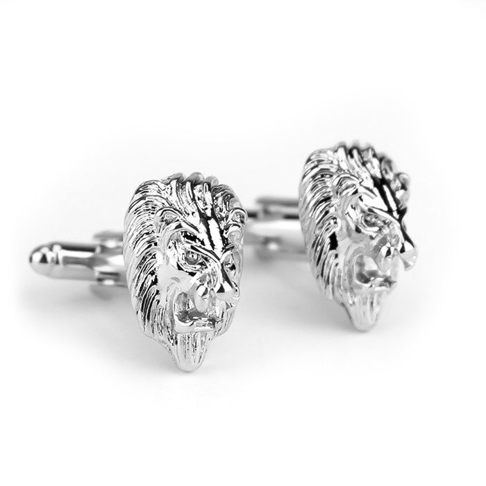Lion Head Cufflinks Silver South African Image Pair