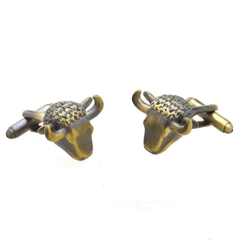 Ox Head Cufflinks Pair Bronze Animal South African