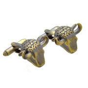 Ox Head Cufflinks Bronze Animal South African Side View