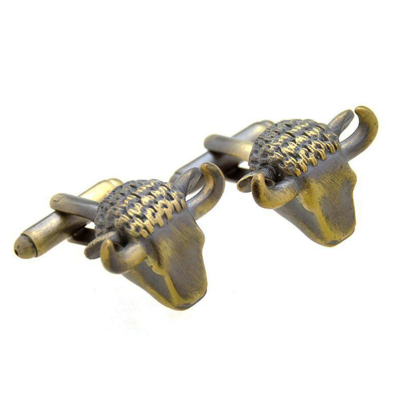 Ox Head Cufflinks Bronze Animal South African Side View
