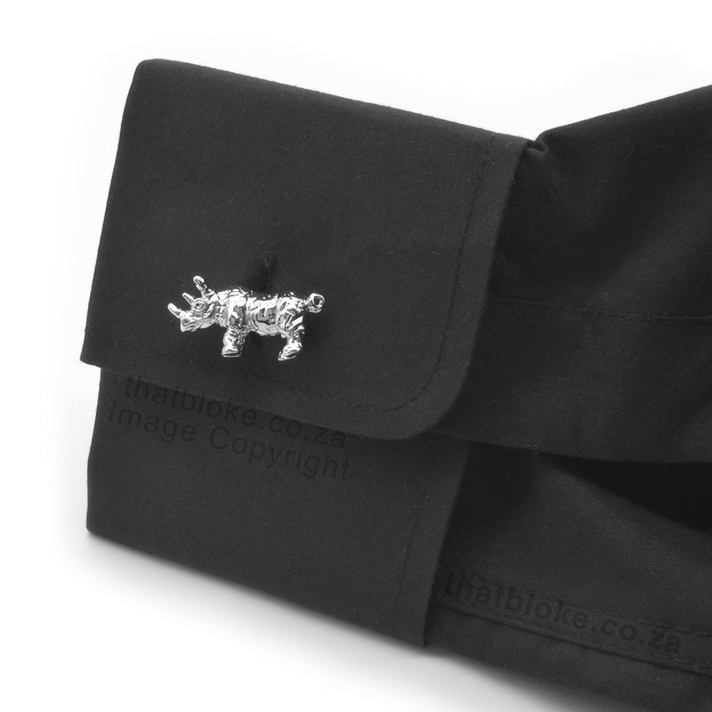 Cufflinks - South African Animal Rhino Detailed (Silver)