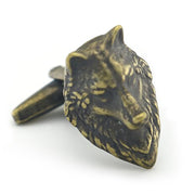 Wolf Cufflinks Bronze Wild Animal Front