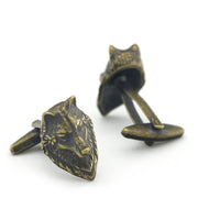 Wolf Cufflinks Bronze Wild Animal Pair Front and Back
