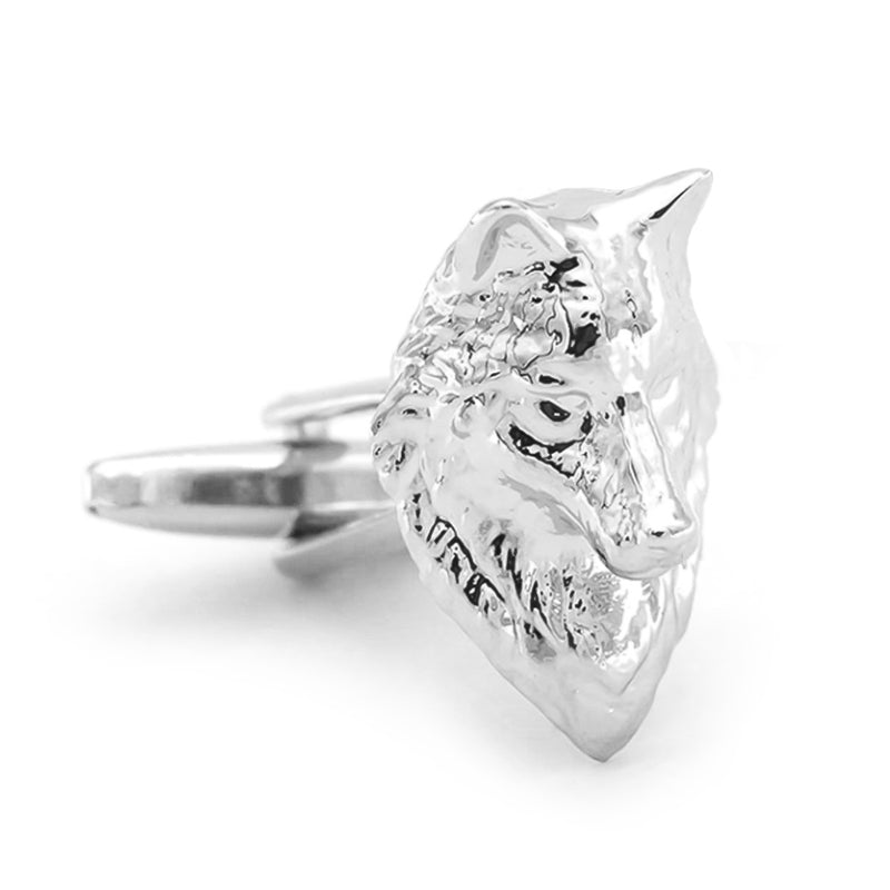 Wild Wolf Cufflinks Silver Front