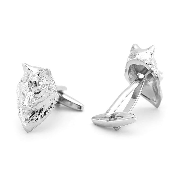 Wild Wolf Cufflinks Silver Front and Back