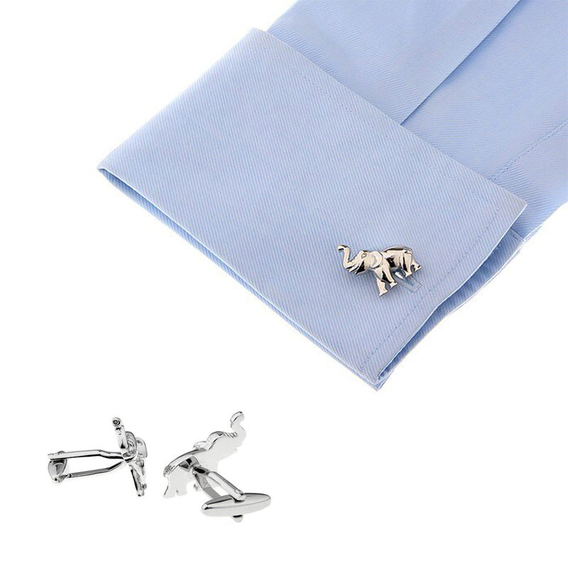 Elephant Cufflinks Silver South Africa Image On Shirt Sleeve