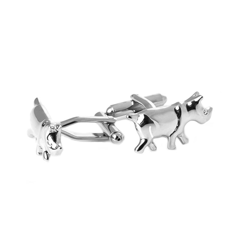 Rhino Cufflinks Silver South Africa Image Pair Front Side