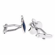 Blue Apple Cufflinks Silver Computer Logo Back