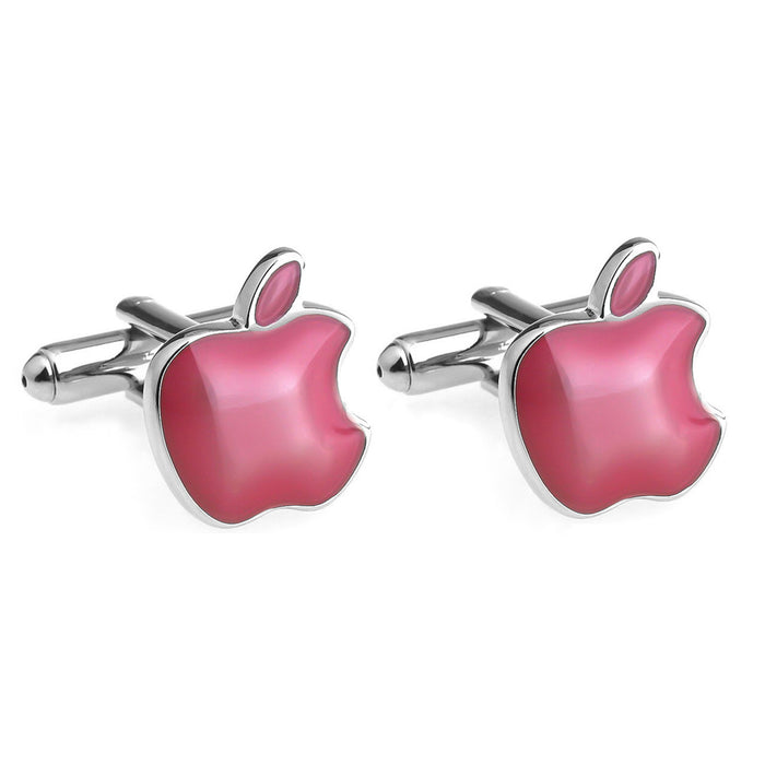 Pink Apple Logo Silver Computer Logo Pair