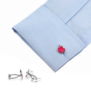 Pink Apple Logo Silver Computer Logo On Shirt Sleeve