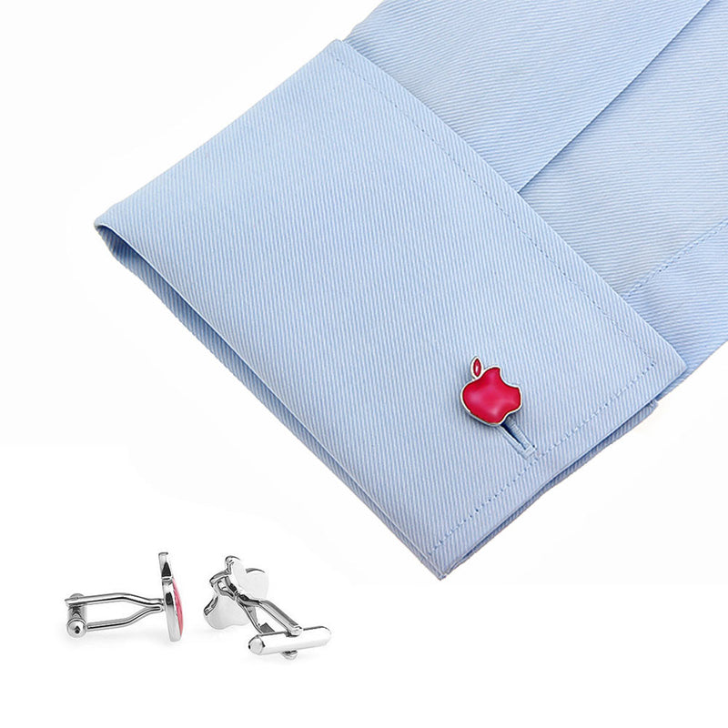 Pink Apple Logo Silver Computer Logo On Shirt Sleeve
