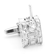Army Tank Cufflinks Silver Front