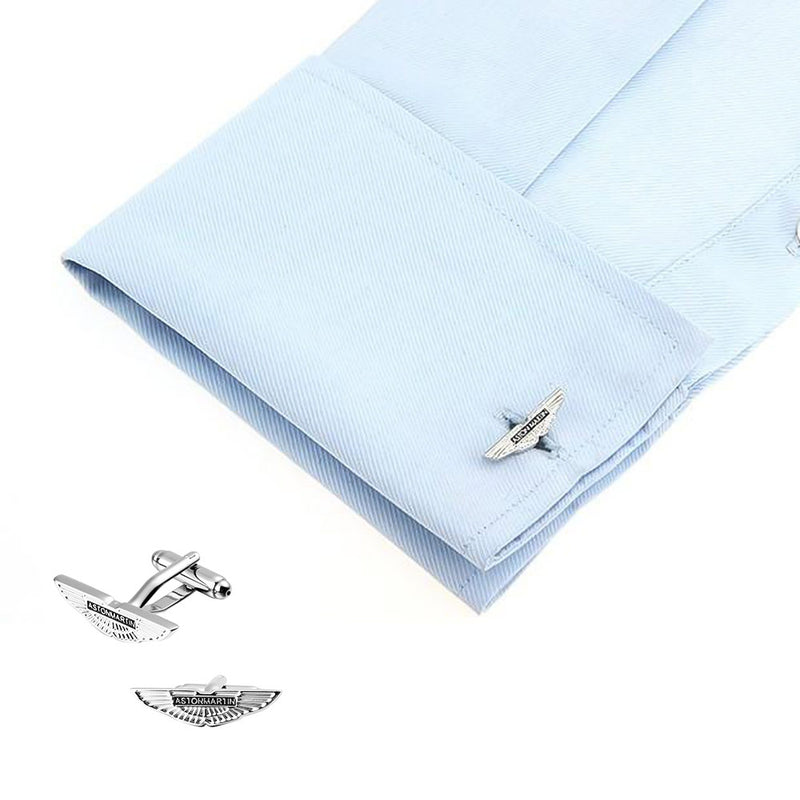 Aston Martin Cufflinks Car Logo Silver Image On Shirt Sleeve