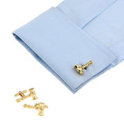 Gavel Hammer Cufflinks Gold On Shirt Sleeve