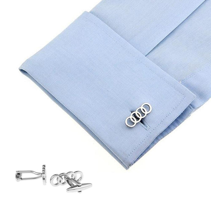 Audi Cufflinks Car Logo Silver Image On Shirt Sleeve