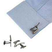 Viking Axe Cufflinks Antique Silver On Shirt Sleeve Image