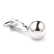 Classic Silver Round Ball Cufflinks Side View