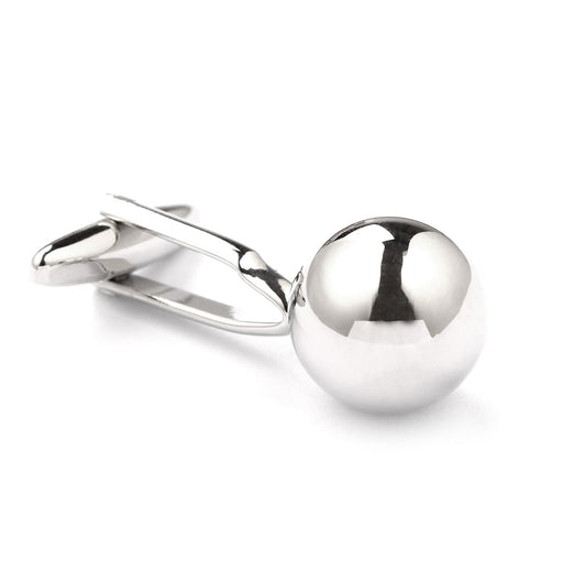 Classic Silver Round Ball Cufflinks Side View