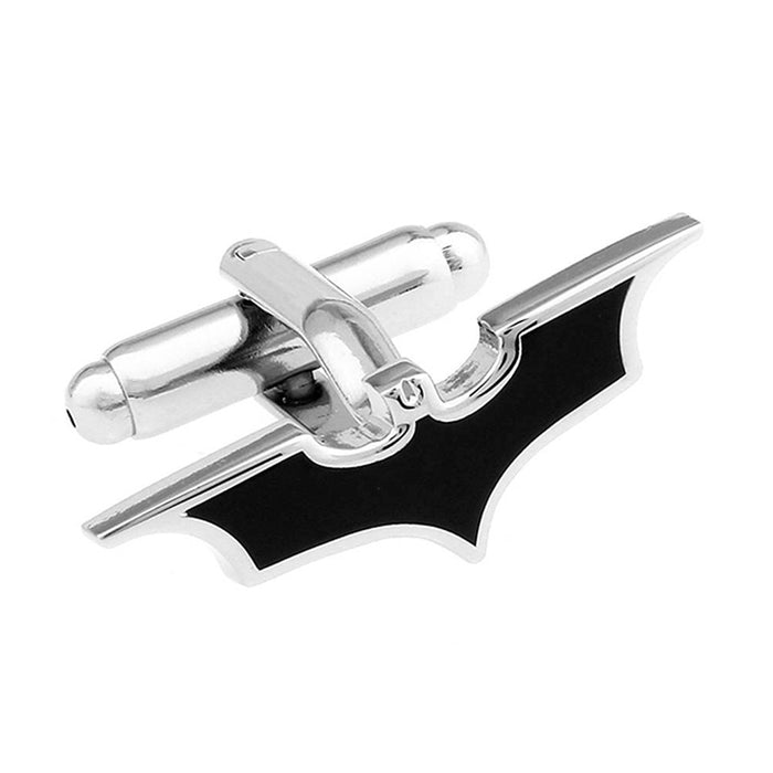 Superhero Batman Wing Cufflinks Black Silver Image Front 2008