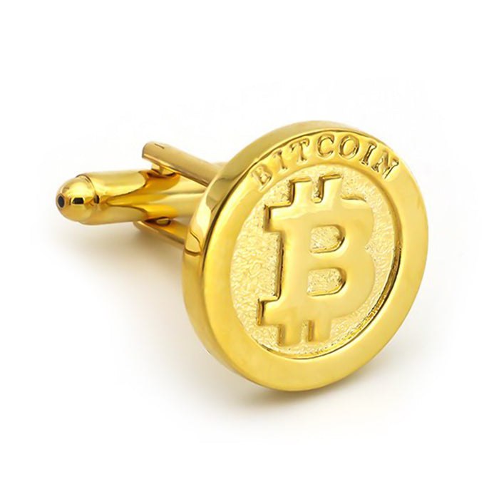 Bitcoin Cufflinks Gold Cryptocurrency Front 